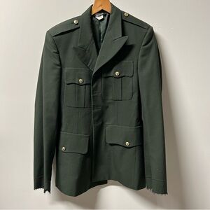 Mens Army Coat Green Unhemmed- New 38R